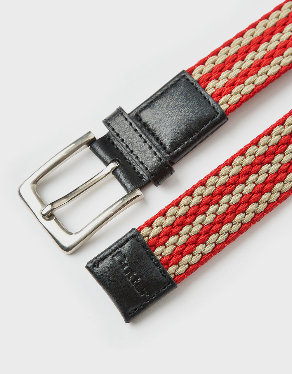 Butter Goods Braided Belt - Red/Cream