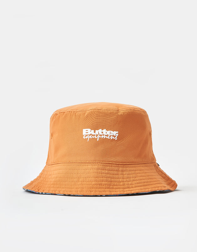 Butter Goods Plaid Reversible Bucket Hat - Blue/Brown