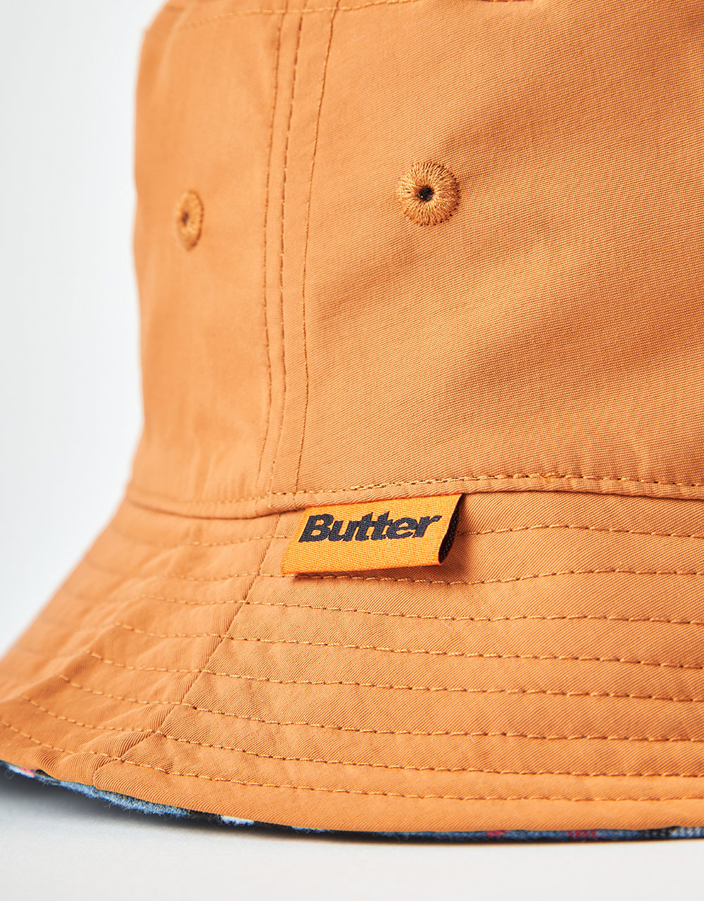 Butter Goods Plaid Reversible Bucket Hat - Blue/Brown