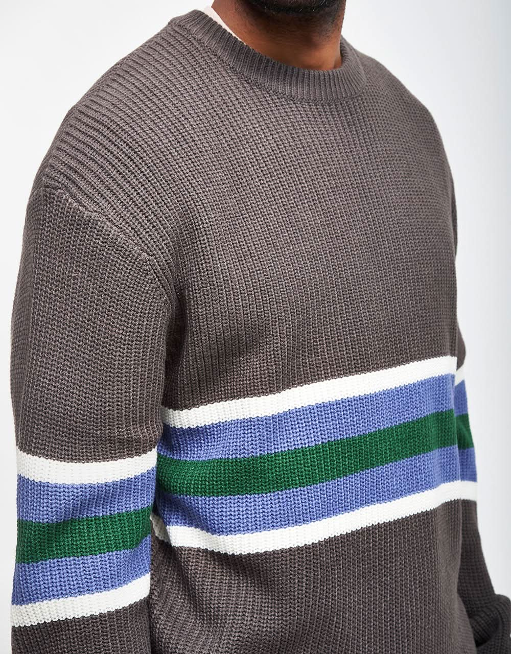 Butter Goods Stripe Knitted Sweater - Charcoal