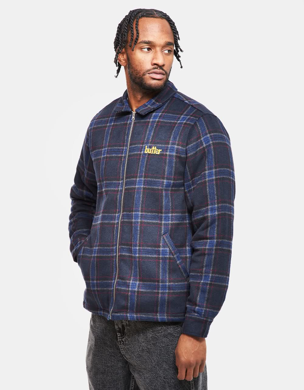 Butter Goods Plaid Flannel Insulated Overshirt - Navy