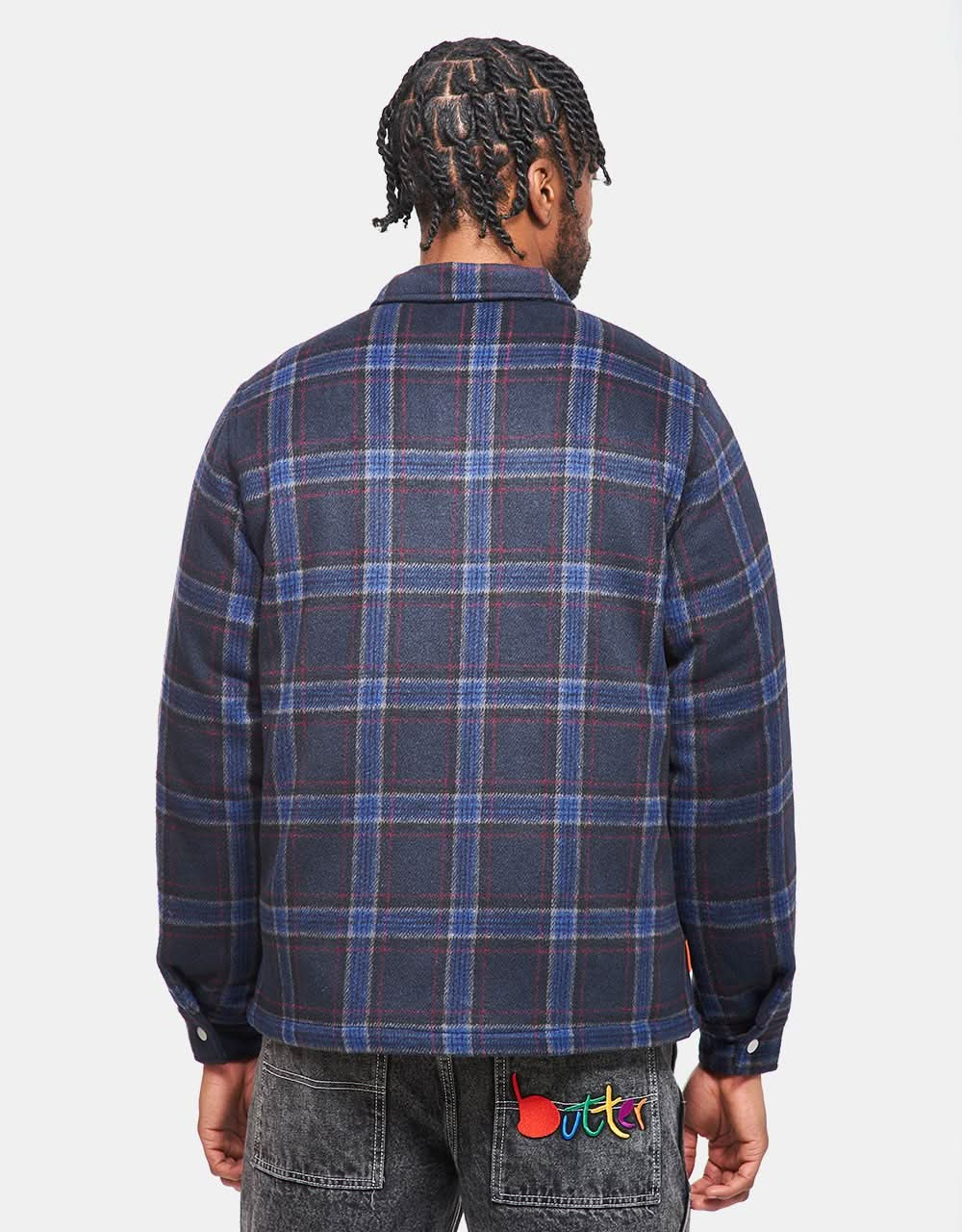 Butter Goods Plaid Flannel Insulated Overshirt - Navy