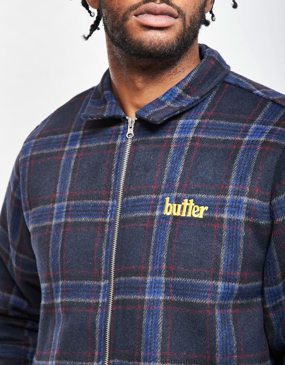 Butter Goods Plaid Flannel Insulated Overshirt - Navy