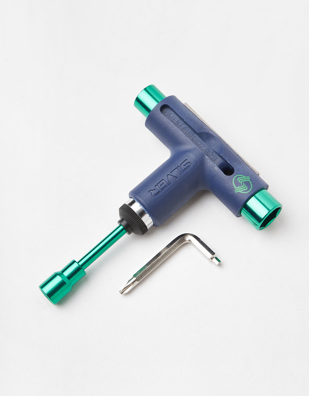 Silver Ratchet Skateboard Tool - Blue/Green