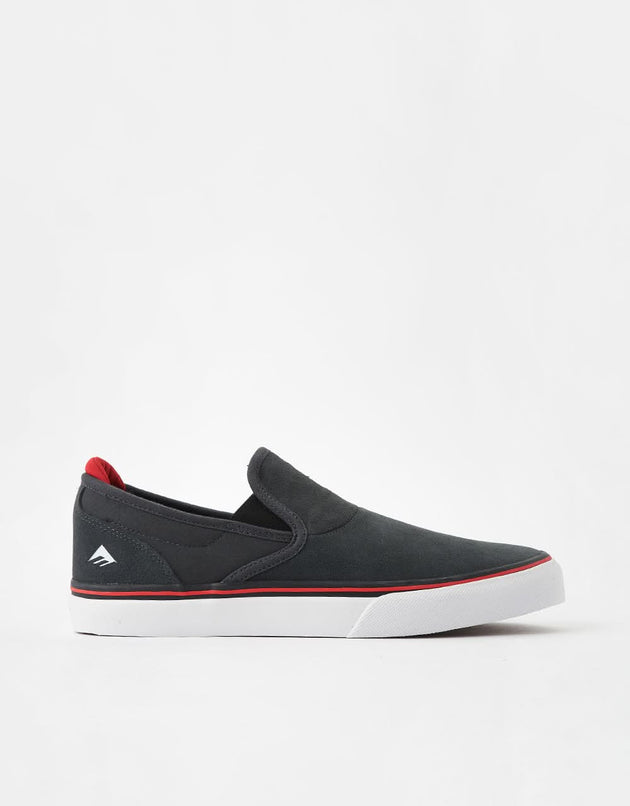 Emerica Wino G6 Slip-On Skate Shoes - Dark Grey/Black/ Red