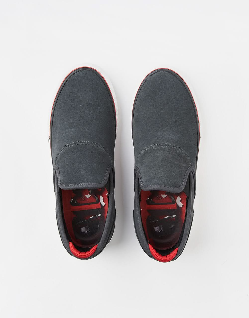 Emerica Wino G6 Slip-On Skate Shoes - Dark Grey/Black/ Red