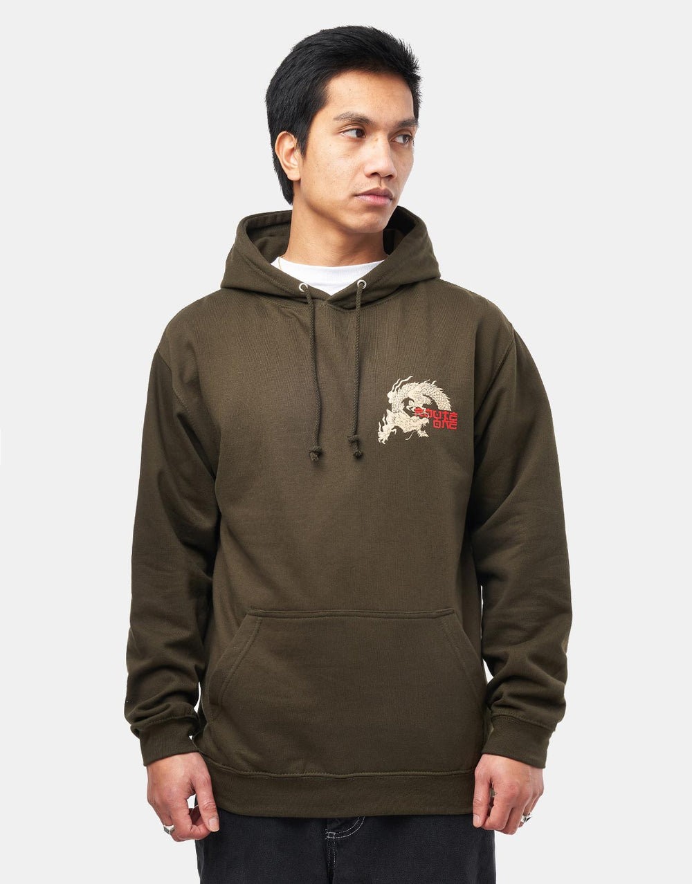 Route One Dragon Pullover Hoodie - Combat Green