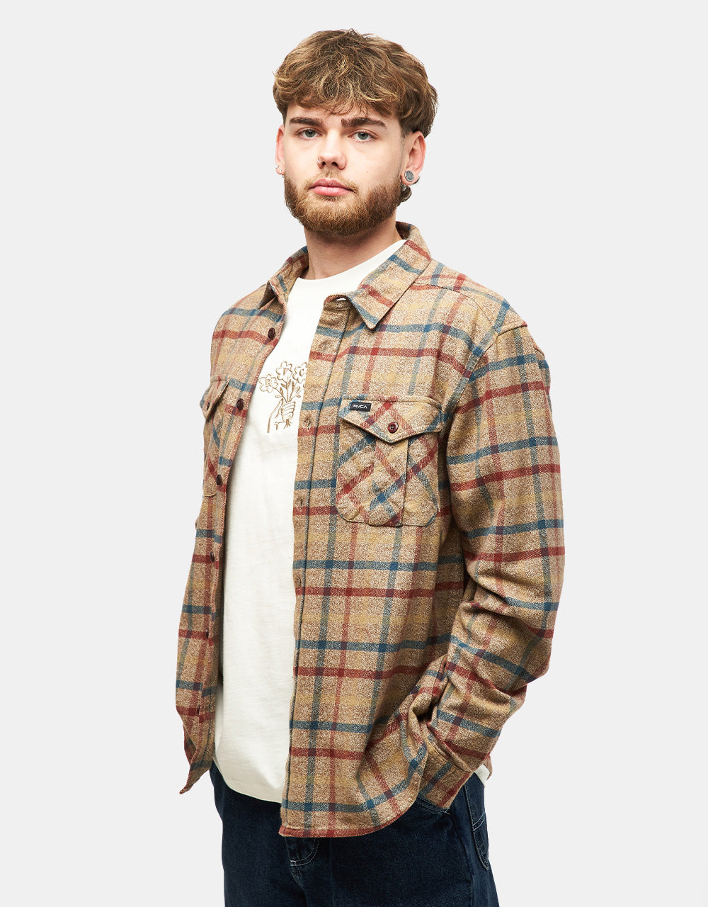 RVCA Hughes Flannel L/S Shirt - Bombay Brown