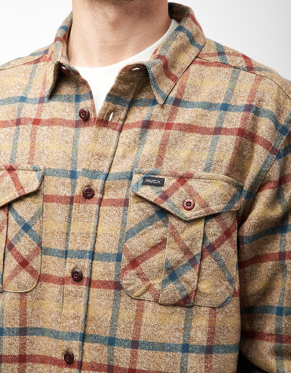 RVCA Hughes Flannel L/S Shirt - Bombay Brown