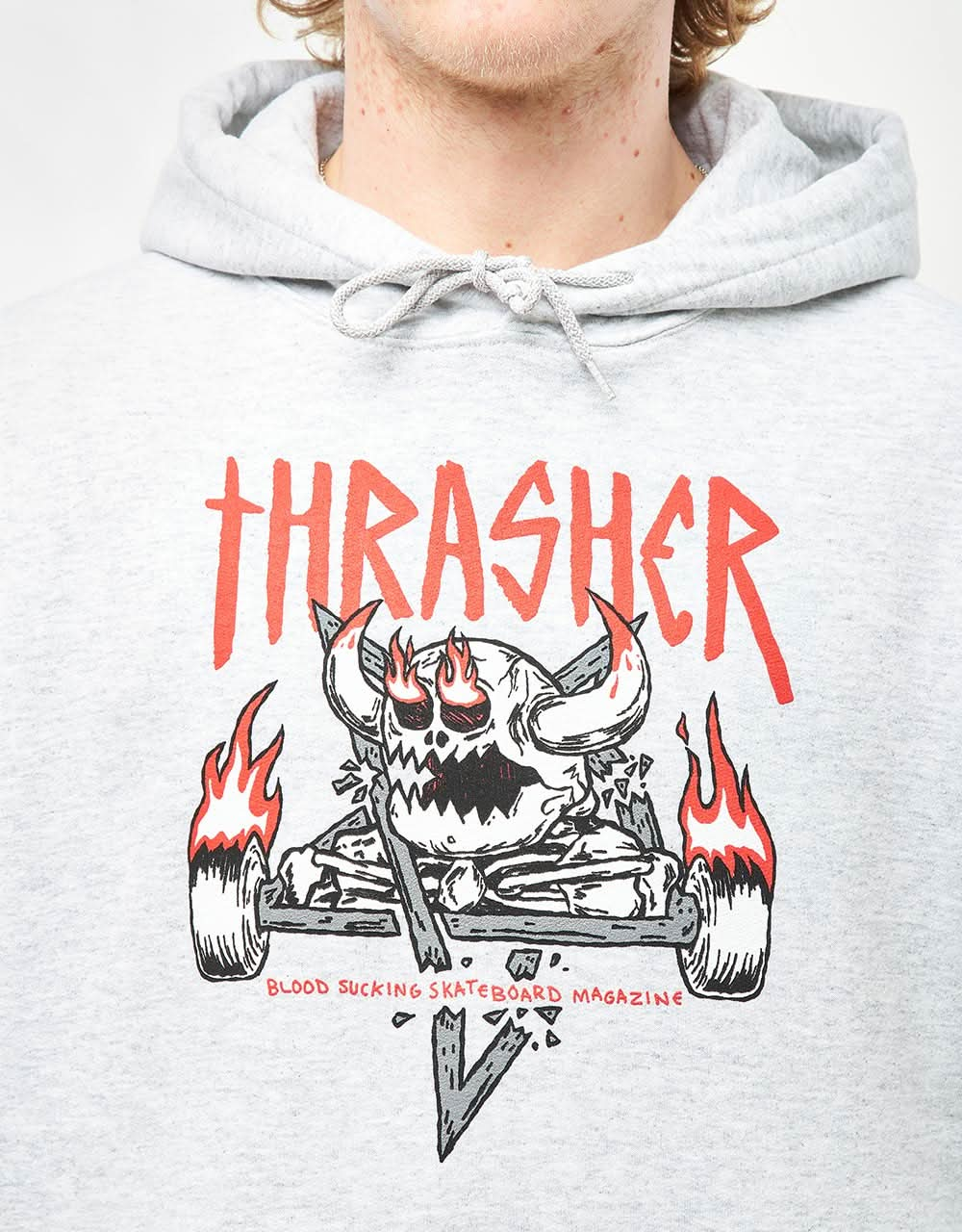 Thrasher x Toy Machine Monster-Gram Pullover Hoodie - Ash Grey