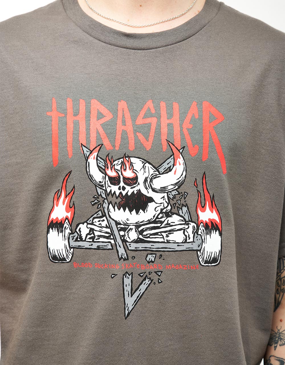 Thrasher x Toy Machine Monster-Gram T-Shirt - Charcoal