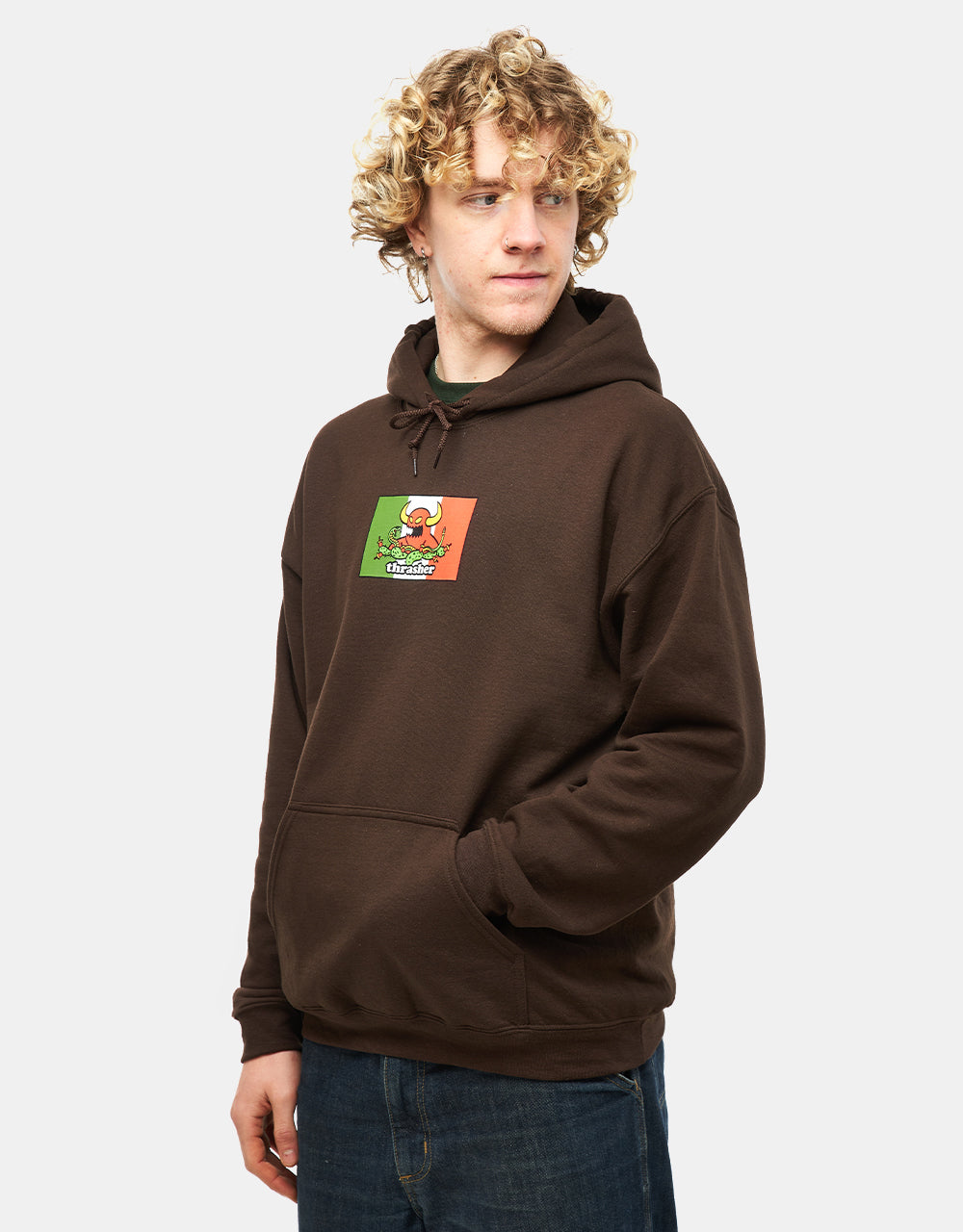 Thrasher x Toy Machine Hecho Pullover Hoodie - Dark Chocolate