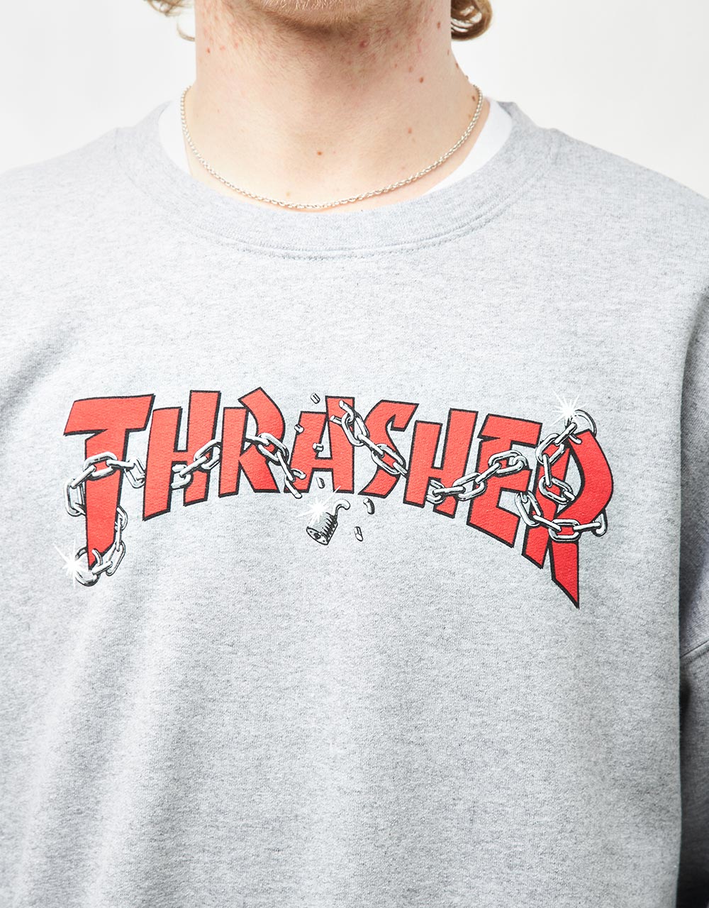 Thrasher Chains Crew Sweatshirt - Sport Grey