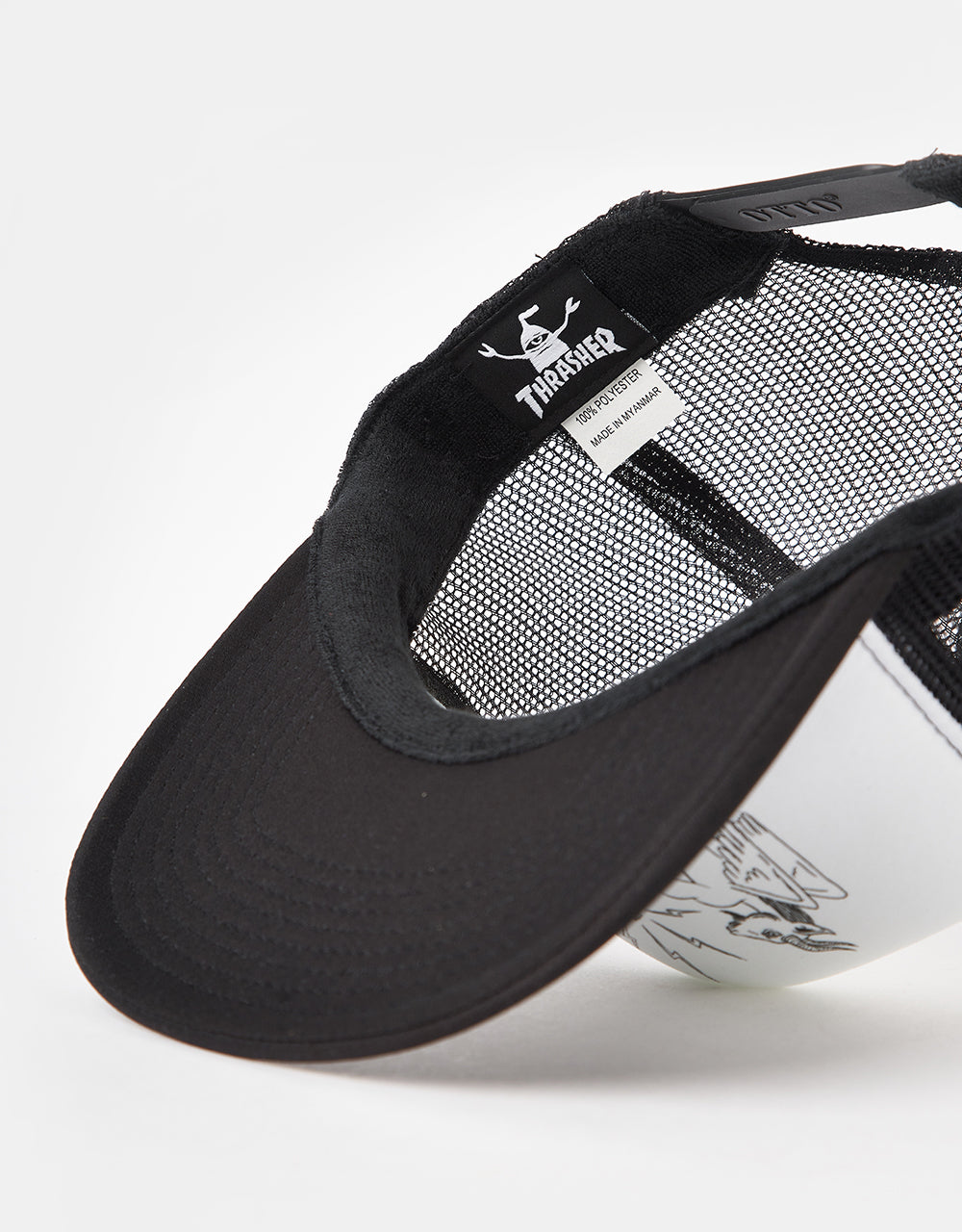 Thrasher x Toy Machine B.T.H. Mesh Trucker Cap - Black/White