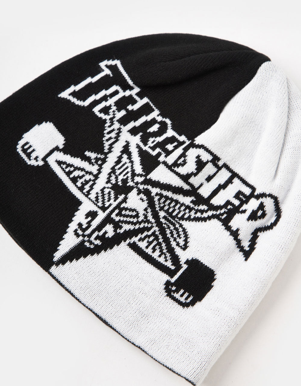 Thrasher Skategoat Spilt Skully Beanie - Black/White