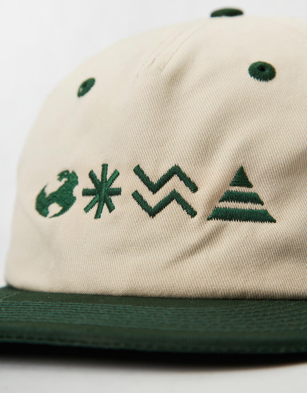 Route One Explorer Unstructured Strapback Cap - Natural/Forest Green