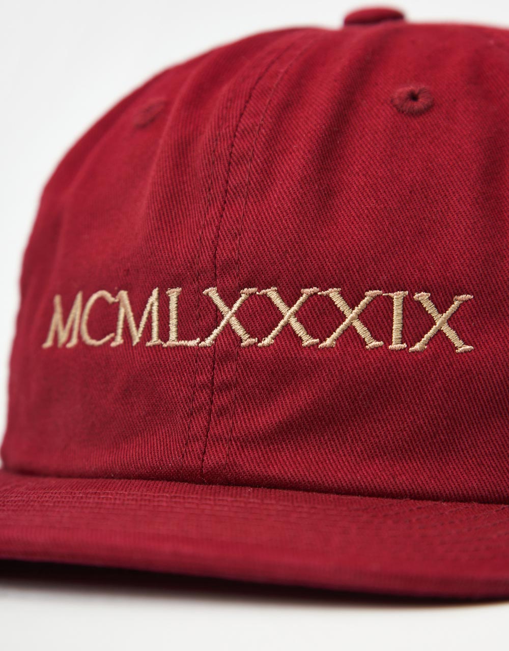 Route One MCMLXXXIX 6 Panel Unstructured Cap - Burgundy