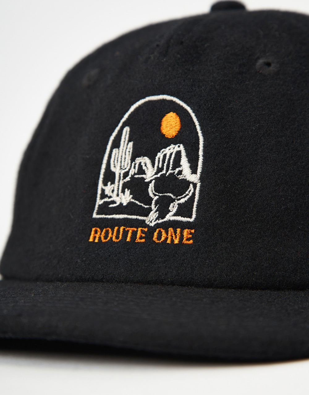 Route One Frontier Unstructured Melton Wool Cap - Black