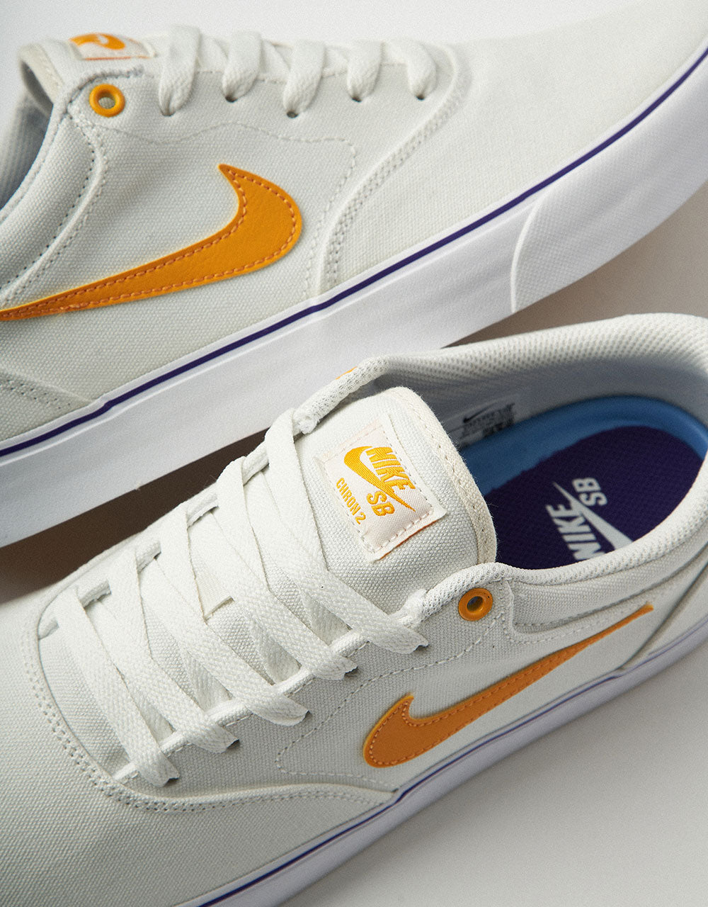 Nike SB Chron 2 Canvas Skate Shoes - Summit White/University Gold