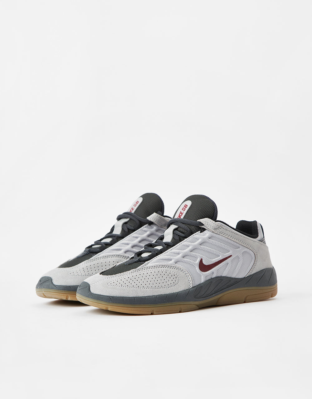 Nike SB Vertebrae Skate Shoes - Lt Smoke Grey/Dark Team Red