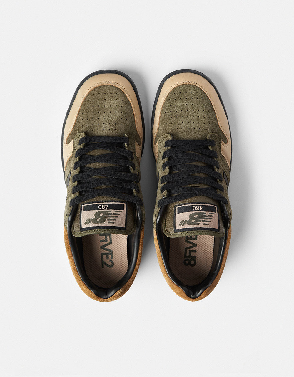 New Balance x 8FIVE2 480 Skate Shoes - Olive/Tan/Black