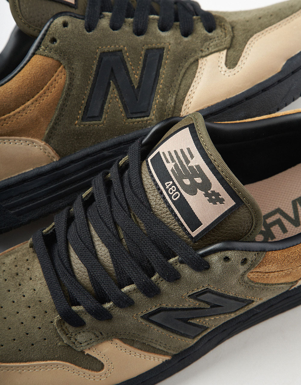 New Balance x 8FIVE2 480 Skate Shoes - Olive/Tan/Black