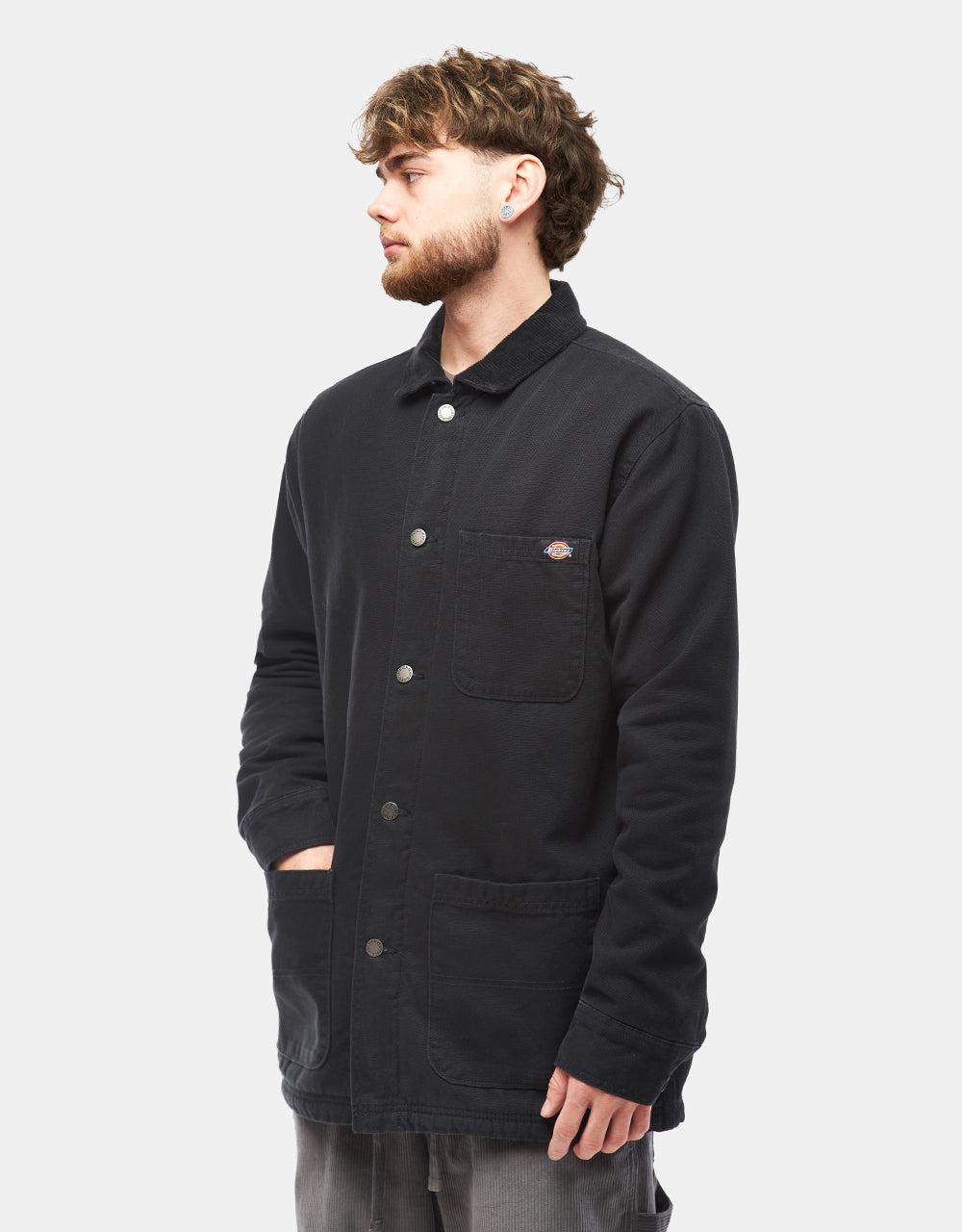 Dickies High Pile Fleece Lined Chore Jacket - Stone Washed Black