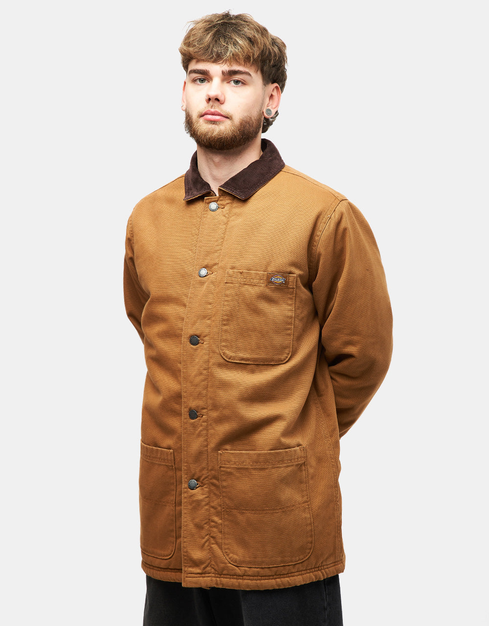 Dickies High Pile Fleece Lined Chore Jacket - Stonewashed Brown Duck