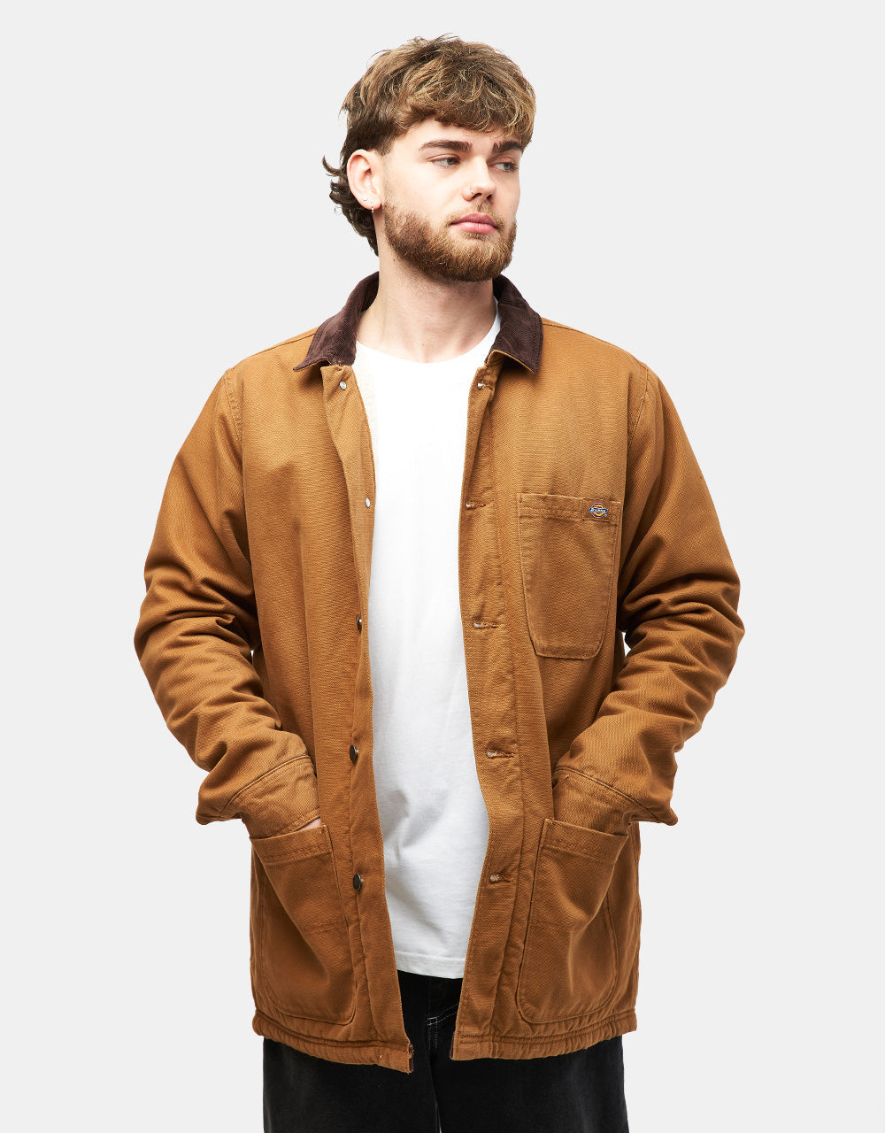 Dickies High Pile Fleece Lined Chore Jacket - Stonewashed Brown Duck