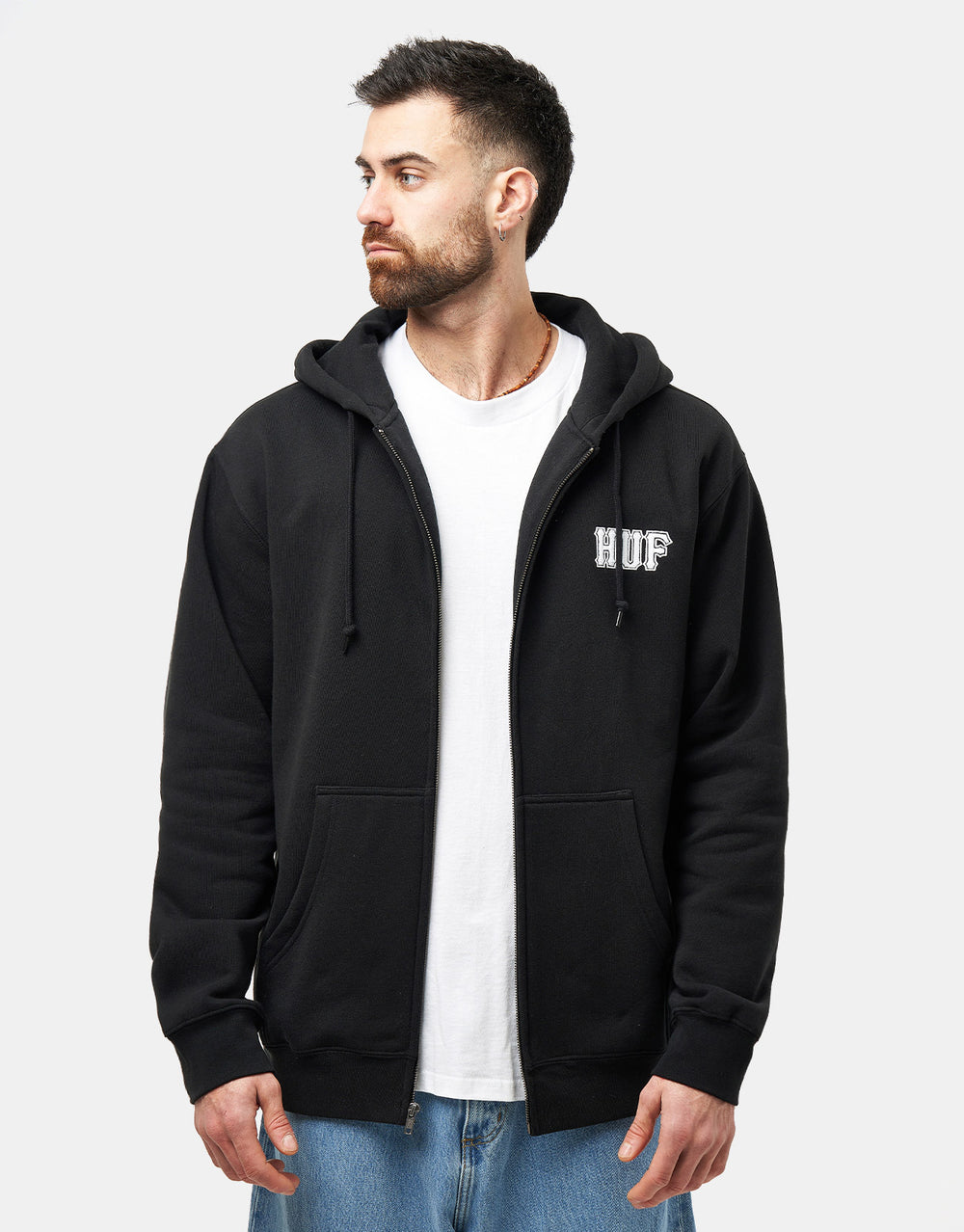 HUF Set Classic Logo Zip Hoodie - Black