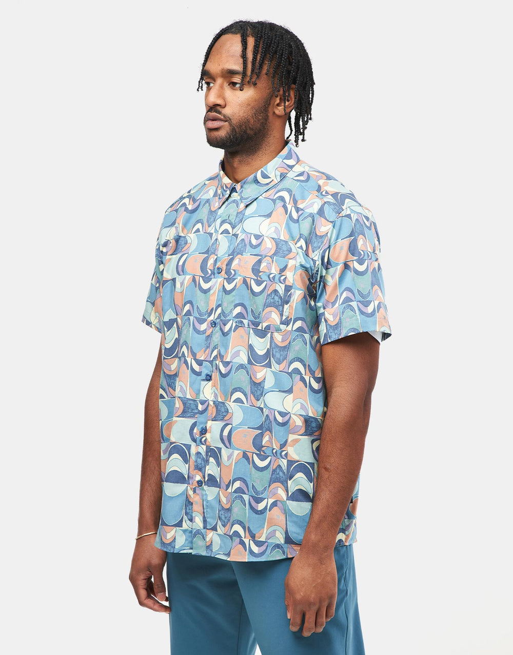 Patagonia Go To S/S Shirt - Swallowtail Geo: Still Blue