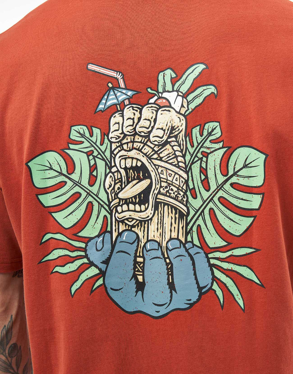 Santa Cruz Tiki Hand Strip T-Shirt - Dark Rust