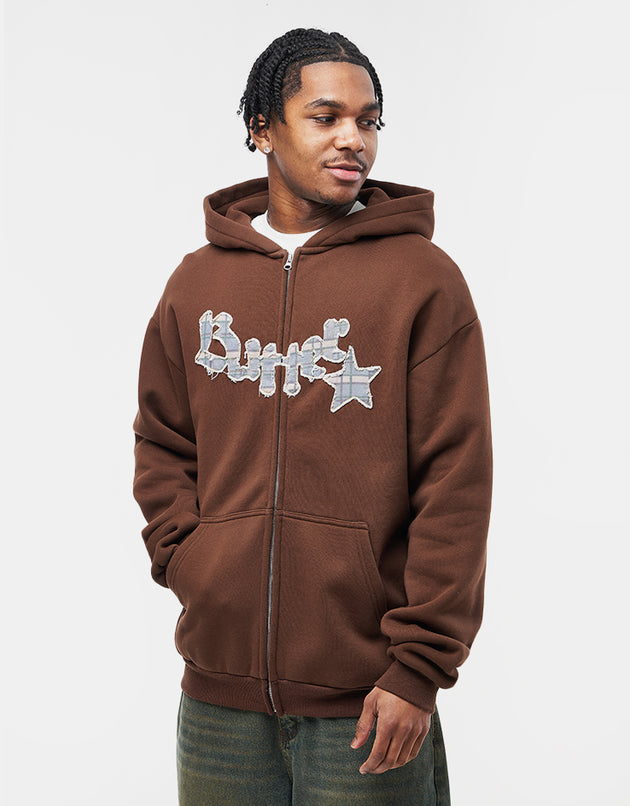 Butter Goods Edge Applique Zip-Thru Hoodie - Brown