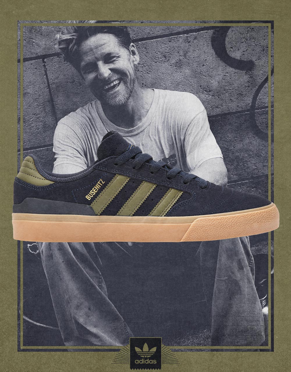 adidas Busenitz Vulc II Skate Shoes - Legend Ink/Olive Strata/Gold Metallic