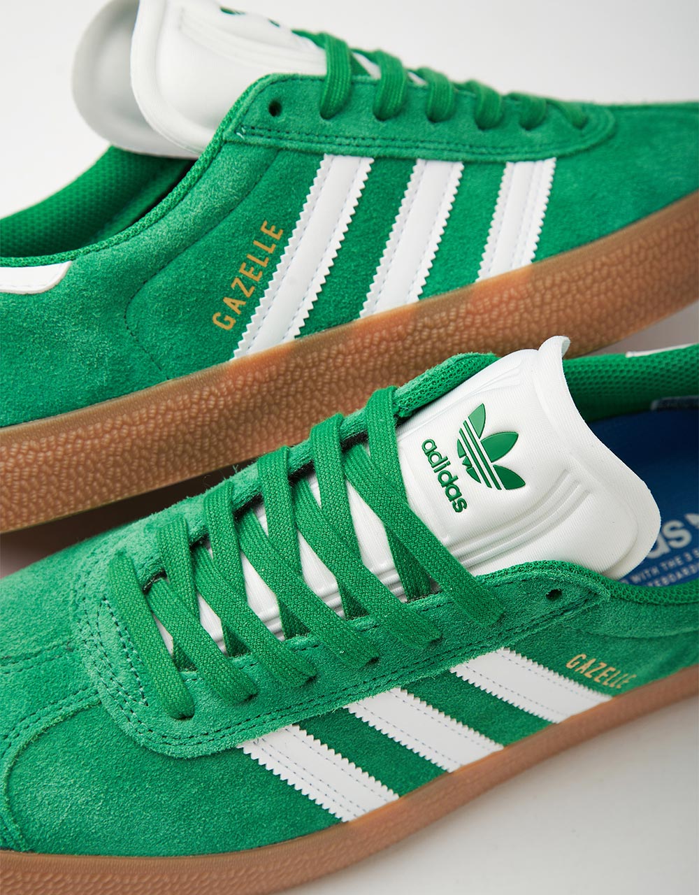 adidas Gazelle ADV Skate Shoes - Green/White/Gold Metallic