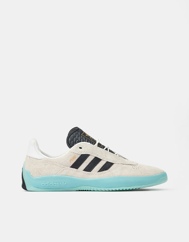 adidas Puig Skate Shoes - Crystal White/Core Black/Light Aqua