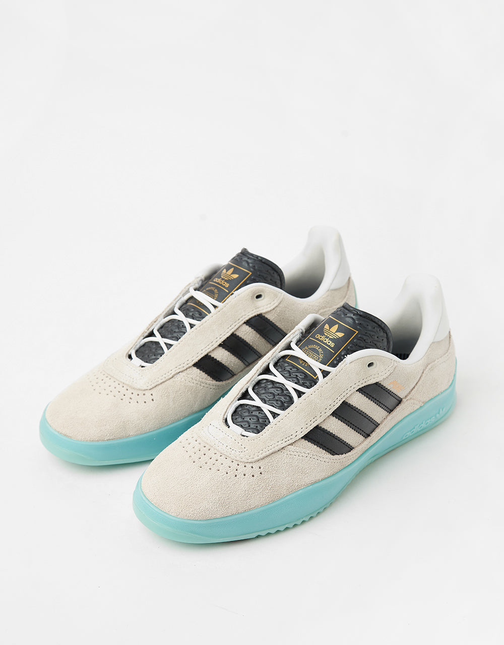 adidas Puig Skate Shoes - Crystal White/Core Black/Light Aqua