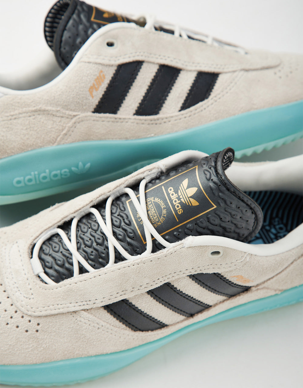 adidas Puig Skate Shoes - Crystal White/Core Black/Light Aqua