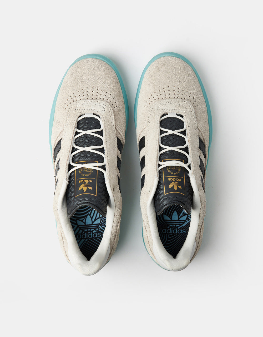 adidas Puig Skate Shoes - Crystal White/Core Black/Light Aqua