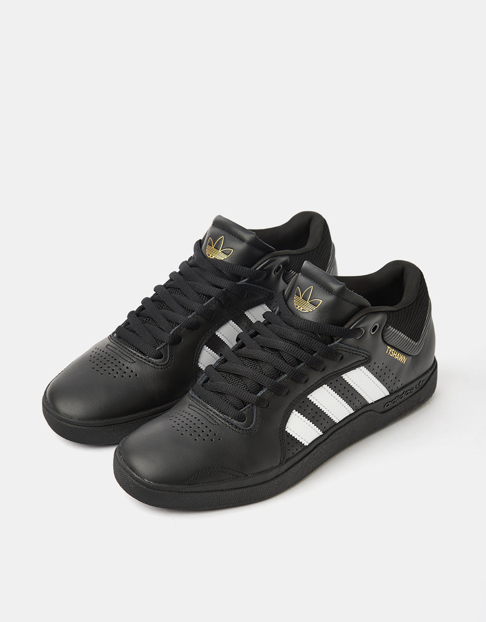 adidas Tyshawn Skate Shoes - Core Black/Ftw White/Gold Metallic