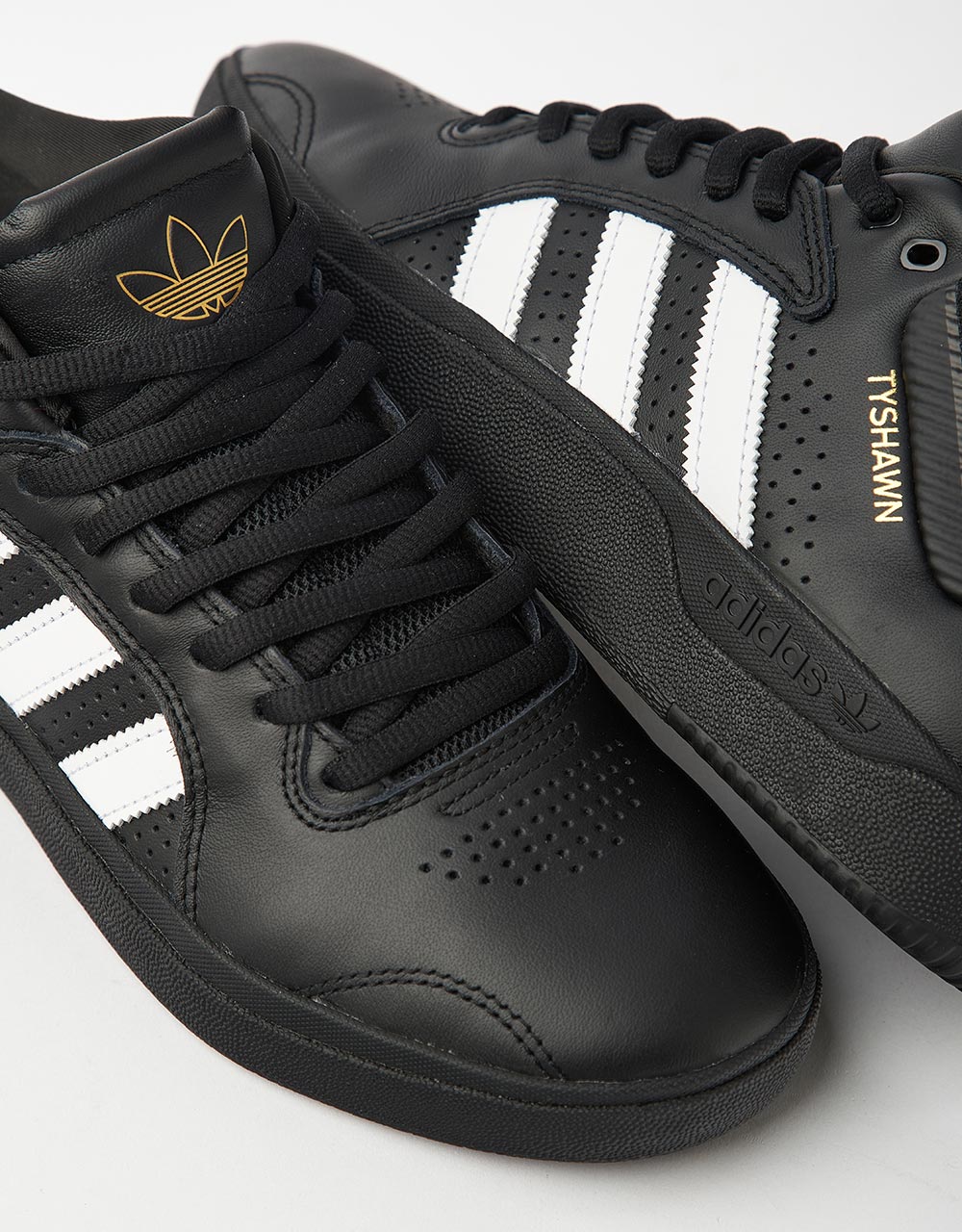 adidas Tyshawn Skate Shoes - Core Black/Ftw White/Gold Metallic