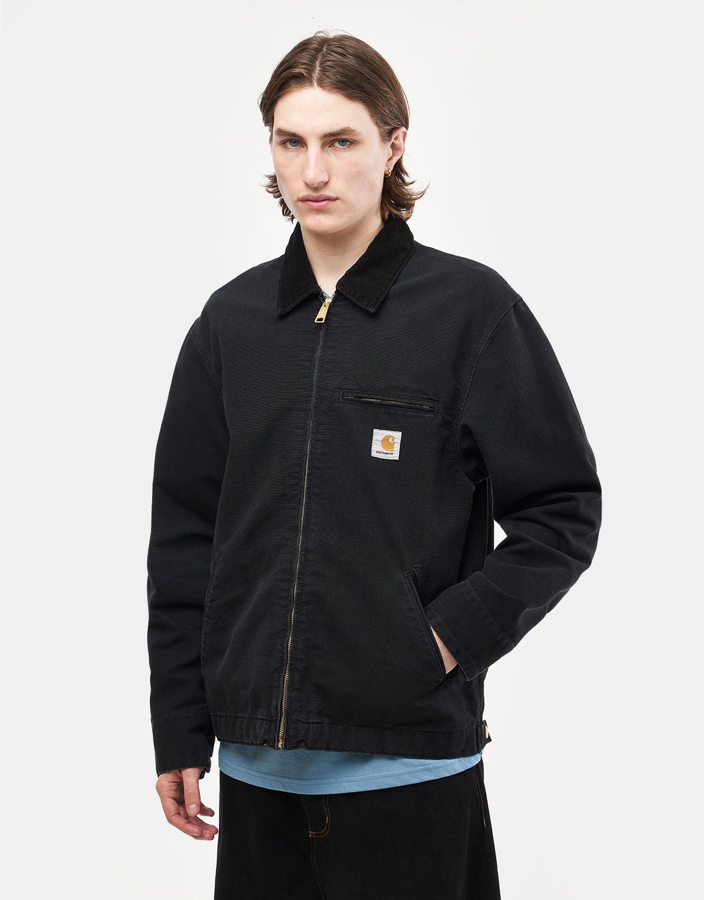 Carhartt WIP Detroit Jacket - Black/Black (Stone Canvas)