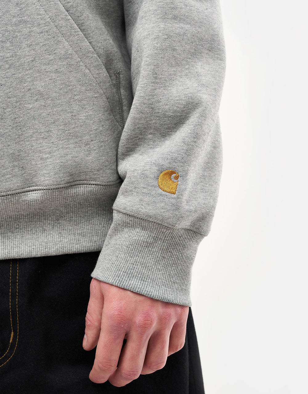 Carhartt WIP Hooded Chase Sweat - Grey Heather/Gold