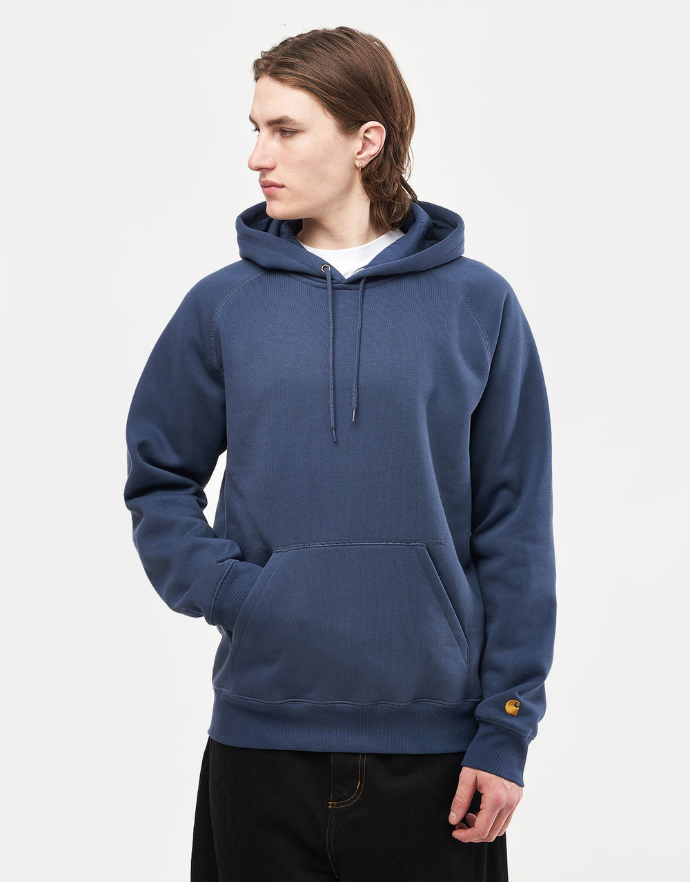 Carhartt WIP Hooded Chase Sweat - Dusky Blue/Gold