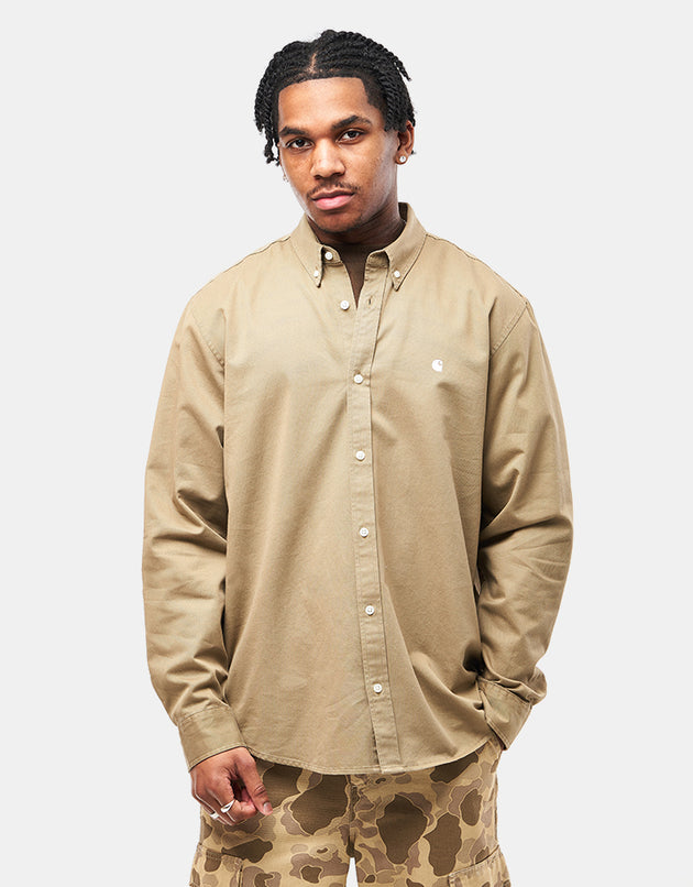 Carhartt WIP L/S Madison Shirt - Leather/White