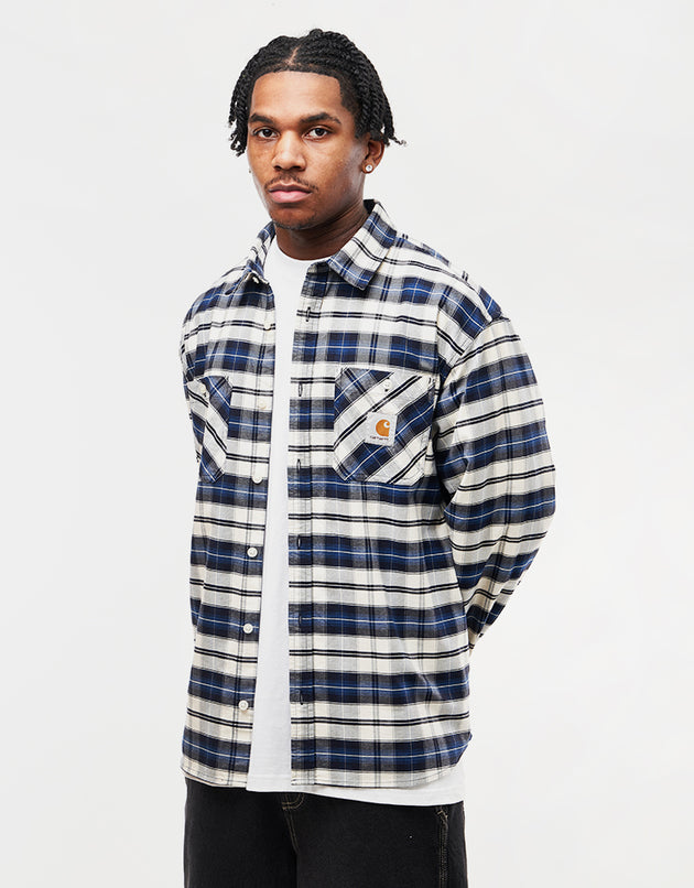 Carhartt WIP L/S Tarbell Shirt - Tarbell Check/Dark Navy/White