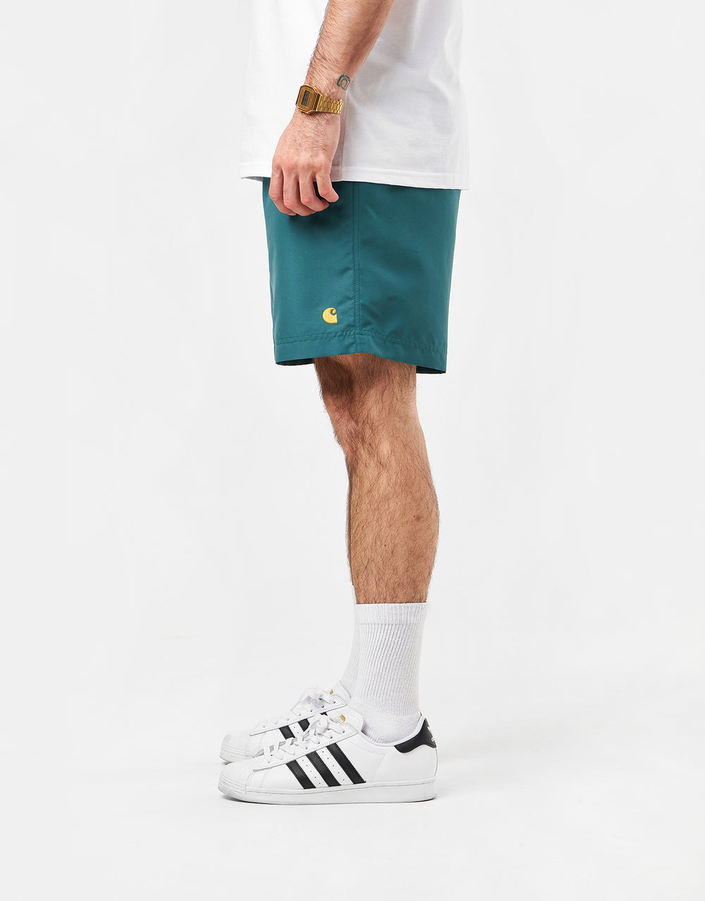 Carhartt WIP Chase Swim Trunks - Rainforest/Gold