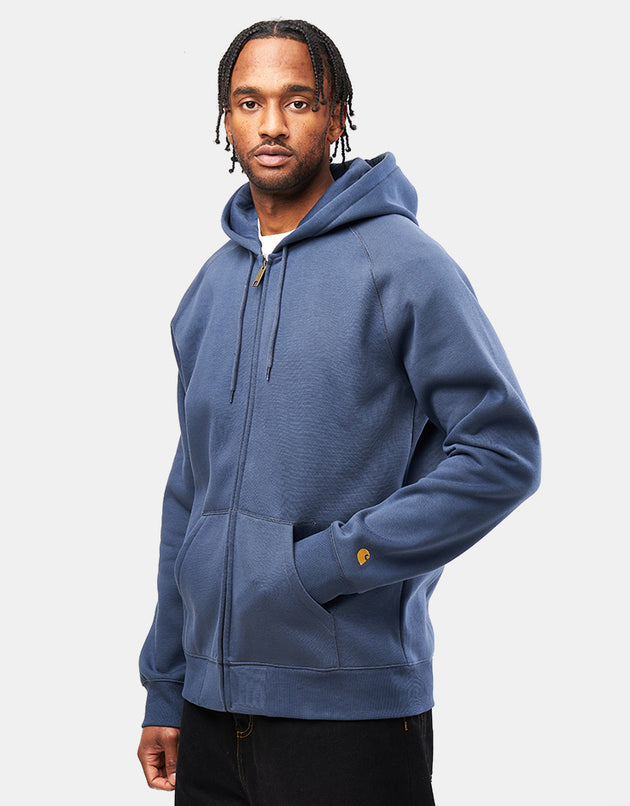 Carhartt WIP Hooded Chase Jacket - Dusky Blue/Gold