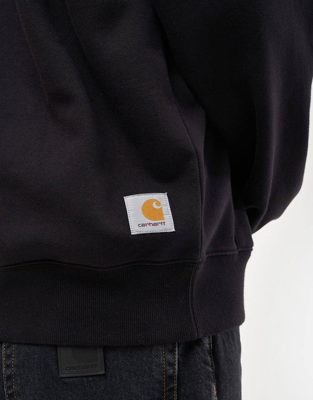 Carhartt WIP Hooded WIP Sweat Jacket - Black (Stone Washed)