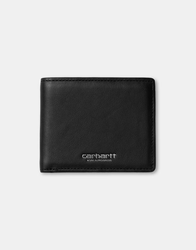 Carhartt WIP Vegas Billfold Leather Wallet - Black/Silver